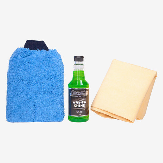 Car Wash Soap, Chamois & Wash Mitt Kit